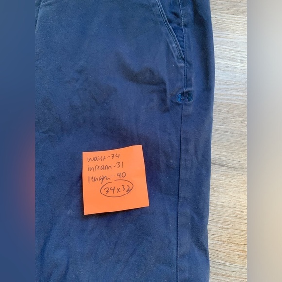 Under Amour Casual Pants Golf Pants Work Pants Khaki Blue Size 34 x 32 Men’s - Picture 11 of 11